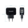 Tooq Cargador de Pared TQWC-1S02 con 2 Puertos USB y Tecnología AI, Negro